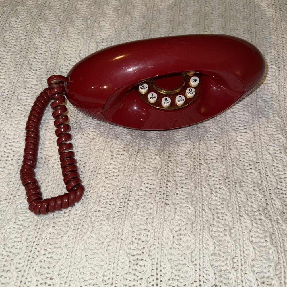 Vintage 70's Space Age Genie Phone Red / Gold Push Button Retro UNTESTED